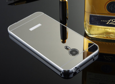 Други Бъмпъри за телефони Луксозен алуминиев бъмпър с твърд огледален сребрист гръб за MEIZU M1 note